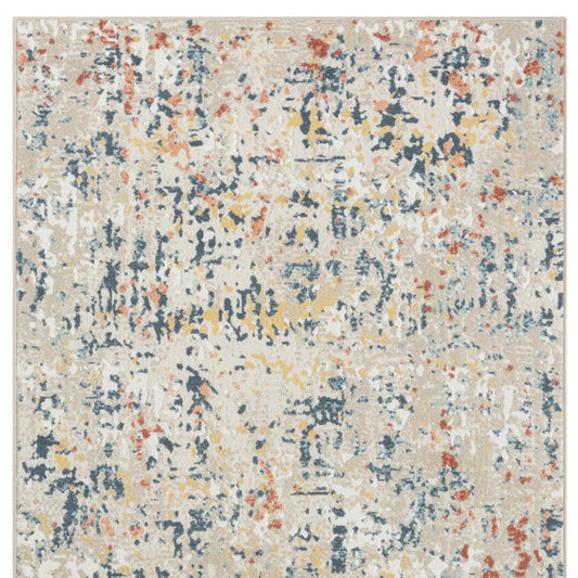 4' x 6' Ivory Blue and Gray Abstract Power Loom Area Rug
