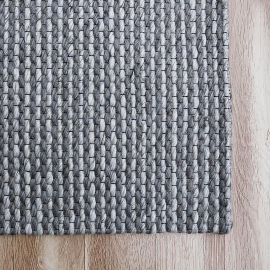 8' x 10' Gray and Silver Striped Hand Woven Non Skid Area Rug
