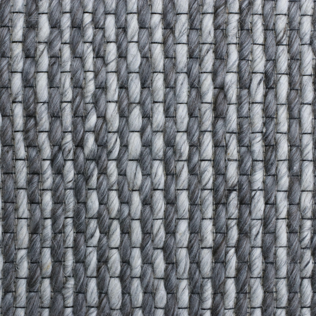 8' x 10' Gray and Silver Striped Hand Woven Non Skid Area Rug