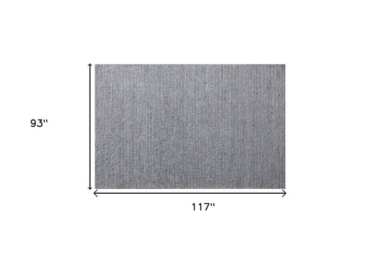8' x 10' Gray and Silver Striped Hand Woven Non Skid Area Rug