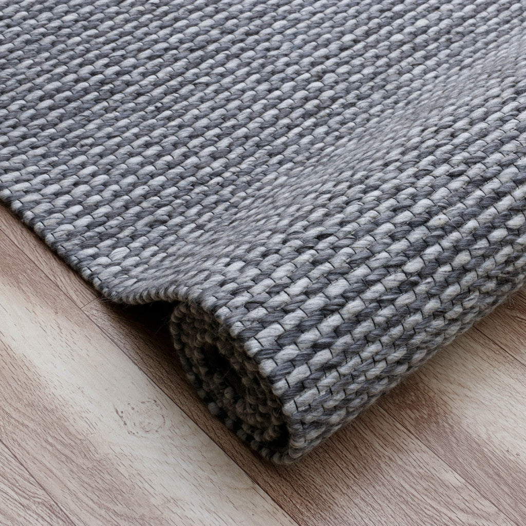 8' x 10' Gray and Silver Striped Hand Woven Non Skid Area Rug