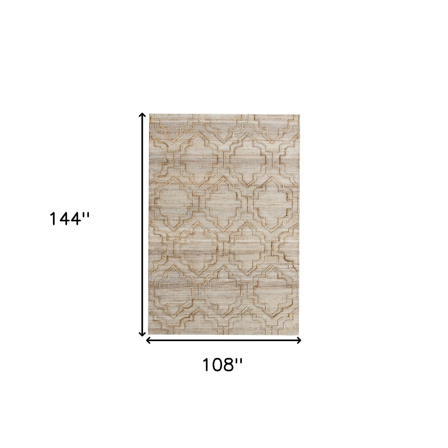 9' x 12' Brown and Ivory Trellis Hand Woven Non Skid Area Rug
