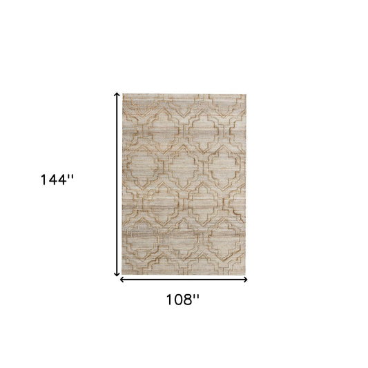 9' x 12' Brown and Ivory Trellis Hand Woven Non Skid Area Rug