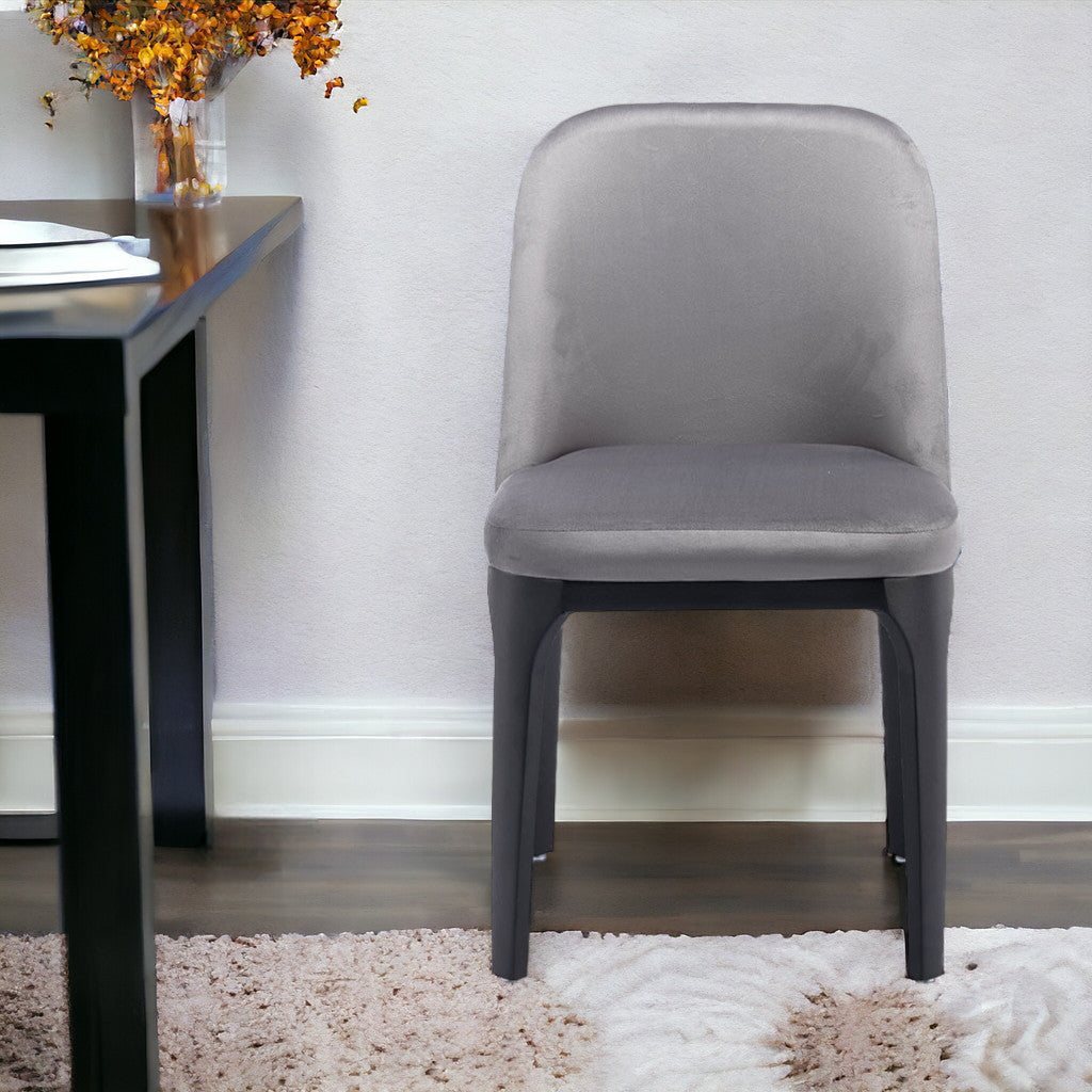 Gray And Black Upholstered Velvet Dining Side Chair