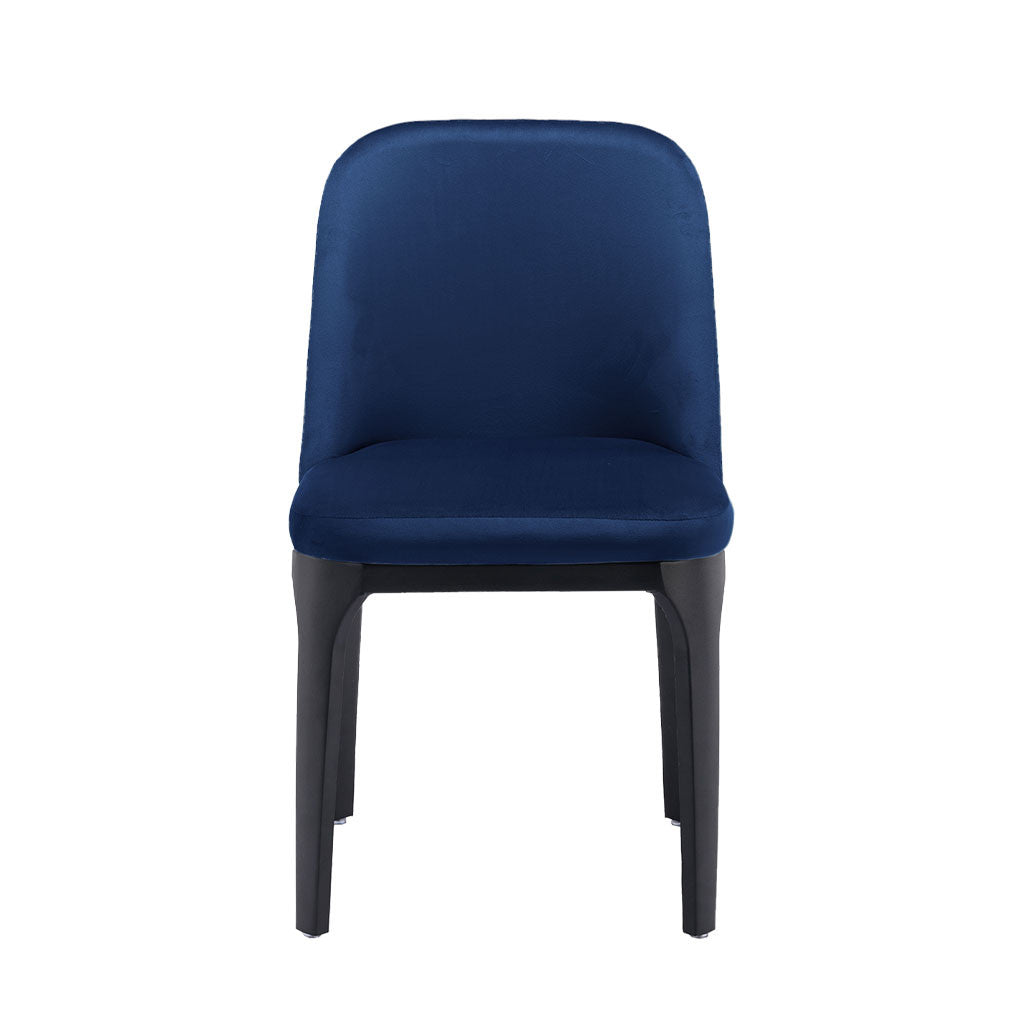 Blue And Black Velvet and Metal Dining Side Chair