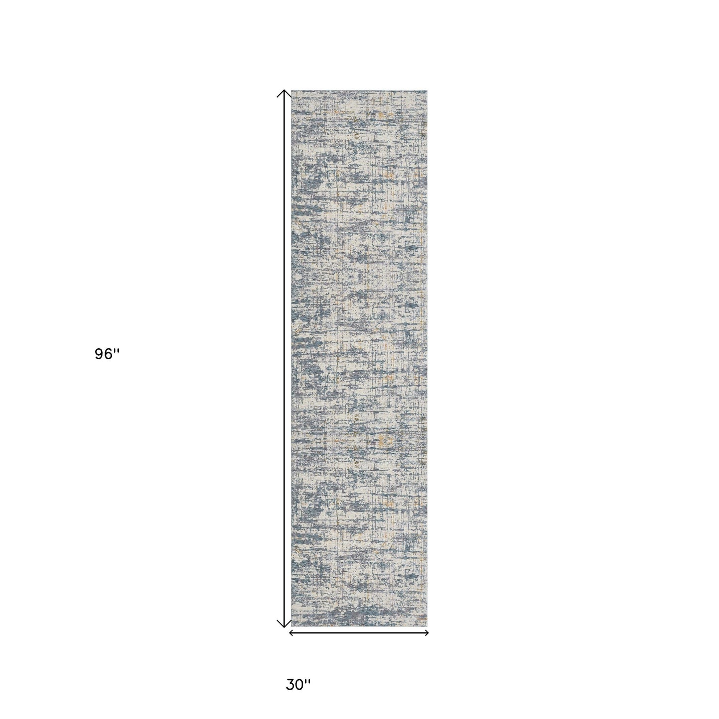 8' Runner Blue and Ivory Abstract Runner Rug
