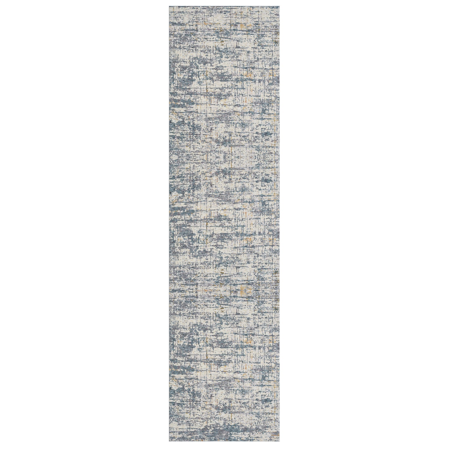8' Runner Blue and Ivory Abstract Runner Rug