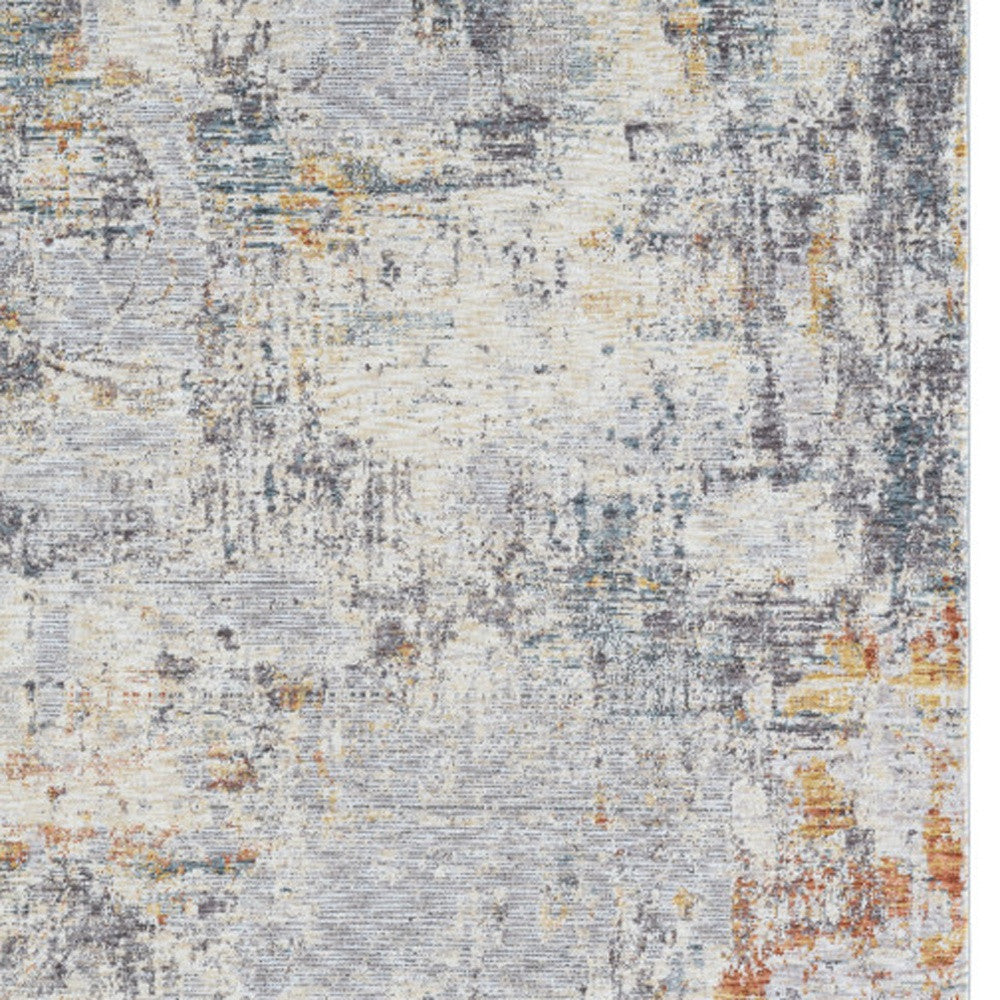 2' x 3' Gray and Ivory Abstract Area Rug