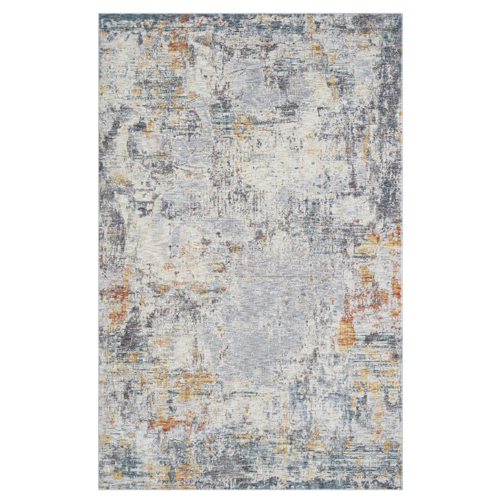 9' x 12' Gray and Ivory Abstract Area Rug