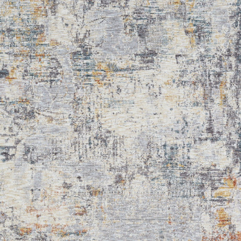 9' x 12' Gray and Ivory Abstract Area Rug