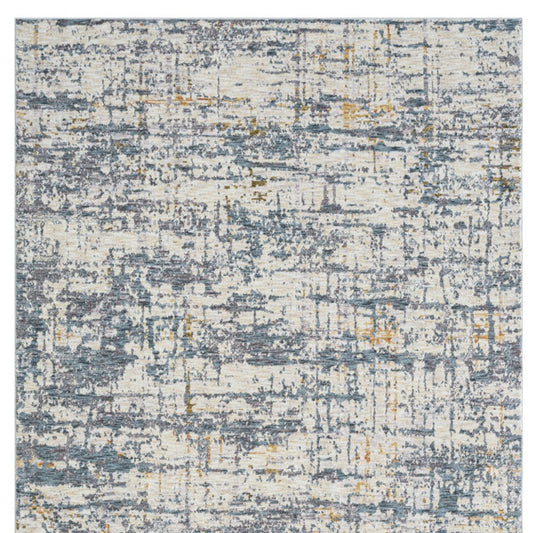 5' x 8' Blue and Ivory Abstract Area Rug