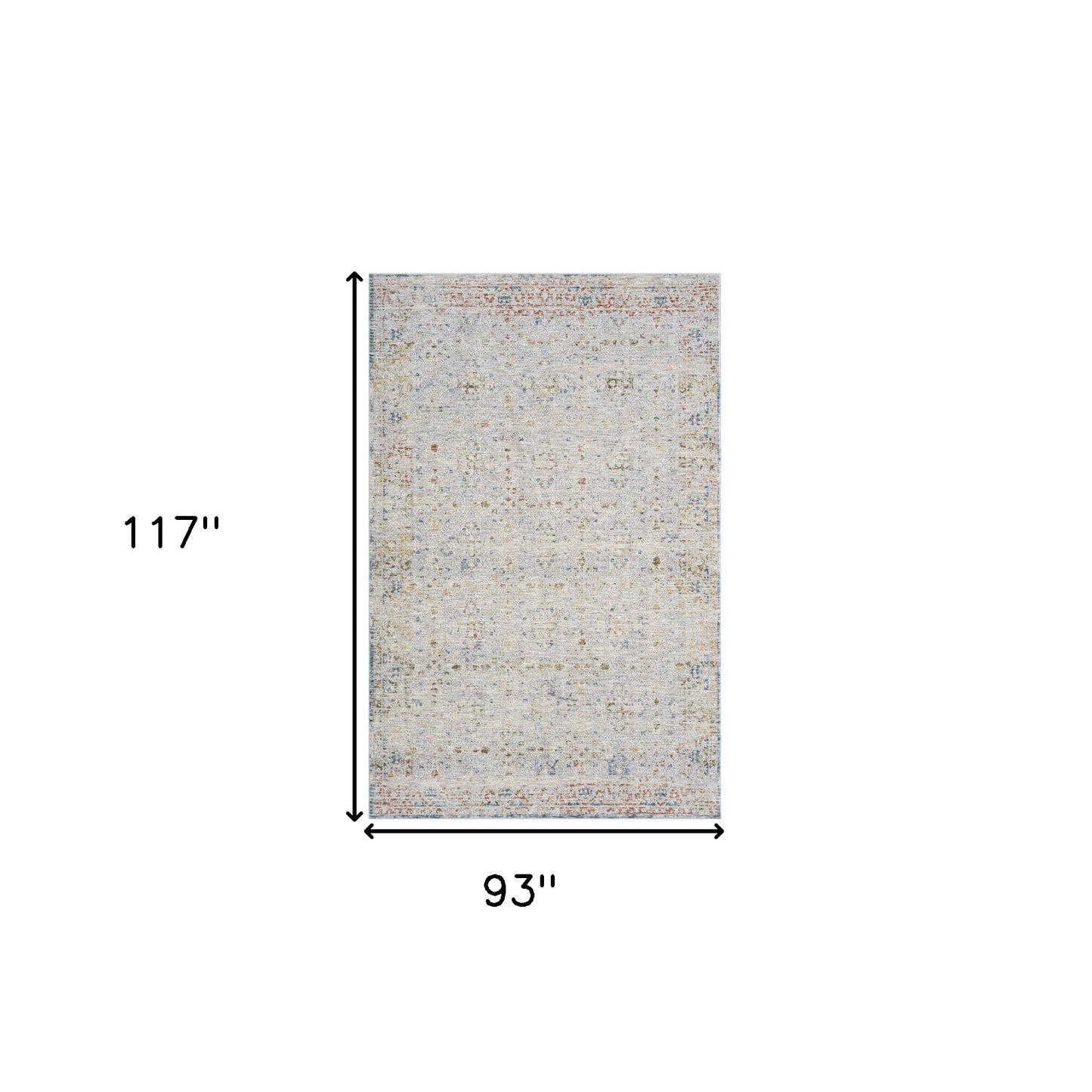 8' x 10' Ivory and Blue Floral Area Rug