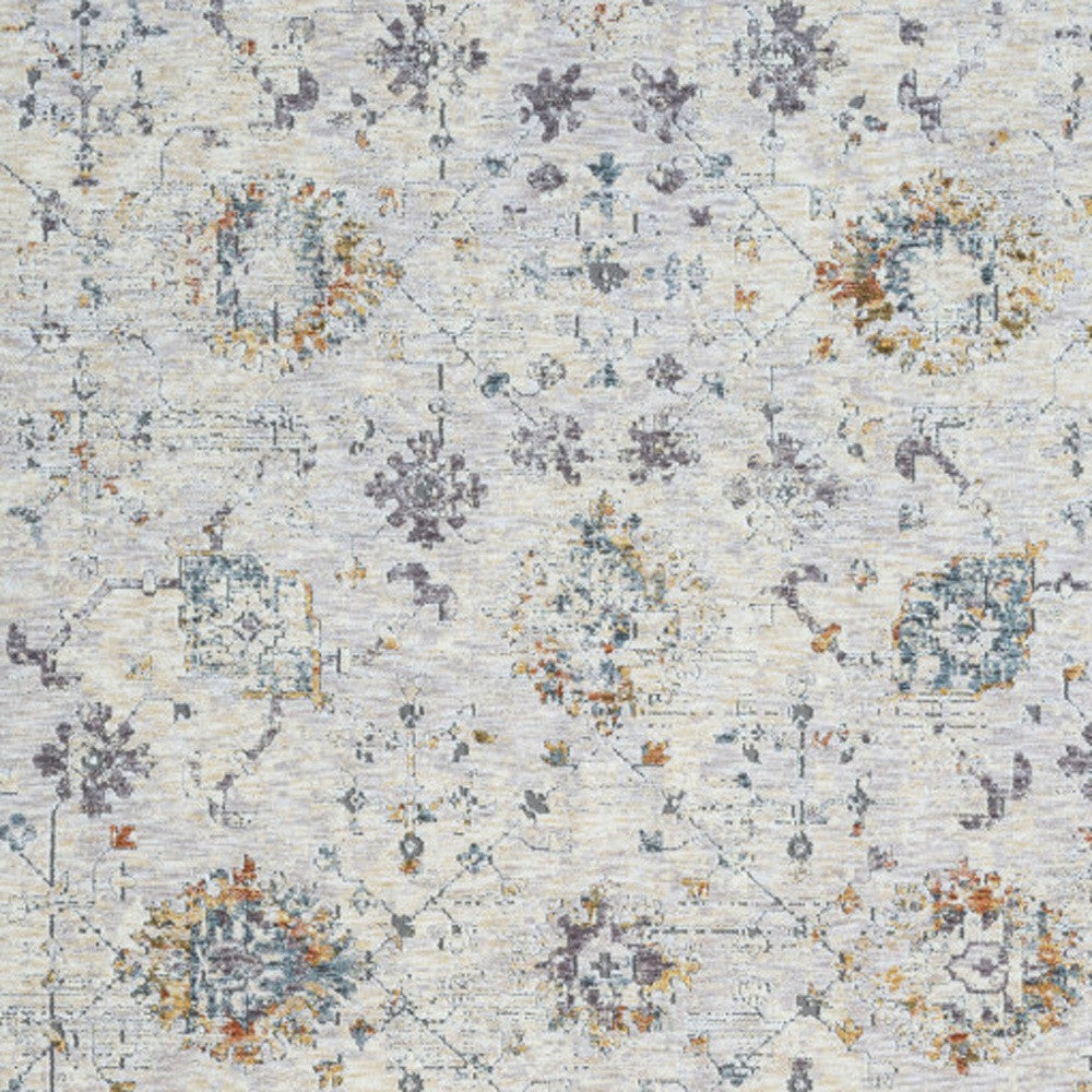 8' x 10' Ivory and Blue Floral Area Rug
