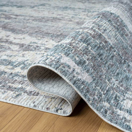 8' Runner Gray and Ivory Abstract Runner Rug