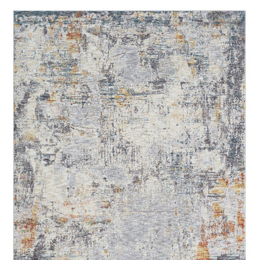 8' Runner Gray and Ivory Abstract Runner Rug