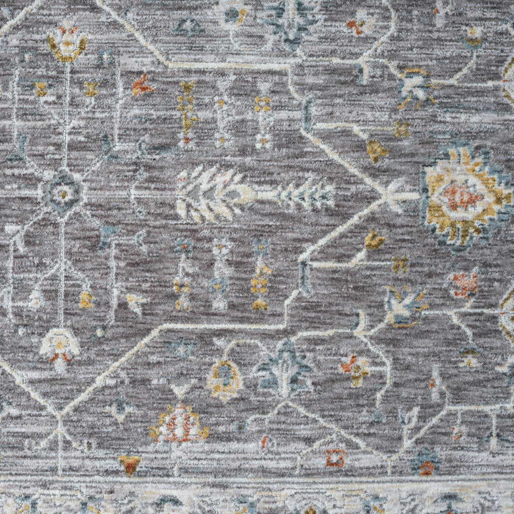 9' x 12' Gray and Ivory Floral Area Rug