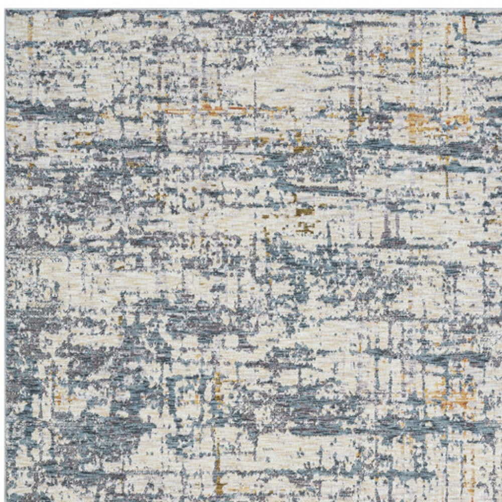 9' x 12' Blue and Ivory Abstract Area Rug