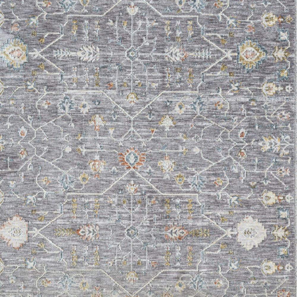 8' x 10' Gray and Ivory Floral Area Rug