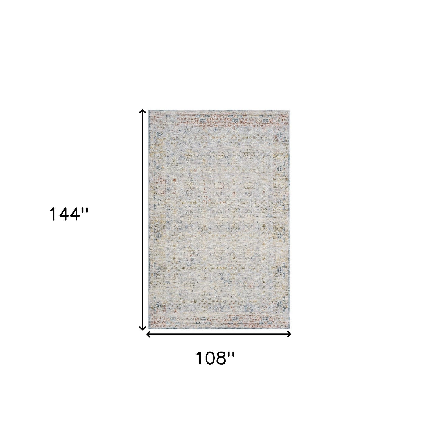 9' x 12' Ivory and Blue Floral Area Rug