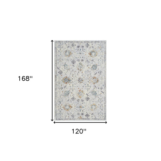 10' x 14' Ivory and Blue Floral Area Rug