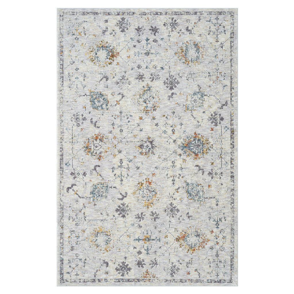 10' x 14' Ivory and Blue Floral Area Rug