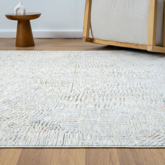 8' Runner Ivory and Gray Abstract Runner Rug