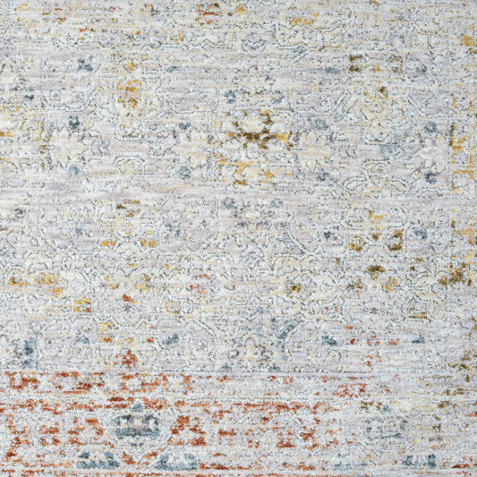 5' x 8' Ivory and Blue Floral Area Rug