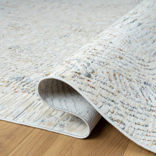 5' x 8' Ivory and Gray Abstract Area Rug