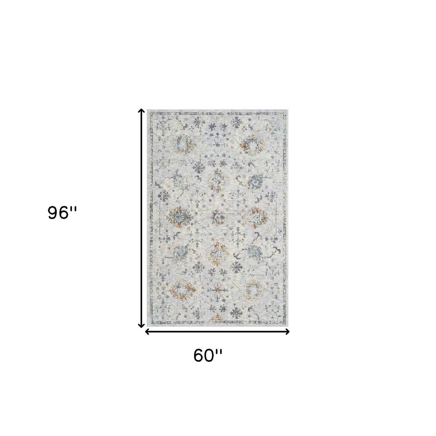 5' x 8' Ivory and Blue Floral Area Rug