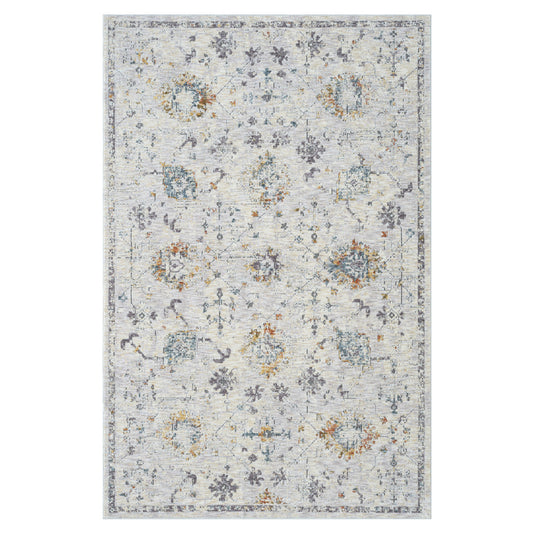 5' x 8' Ivory and Blue Floral Area Rug