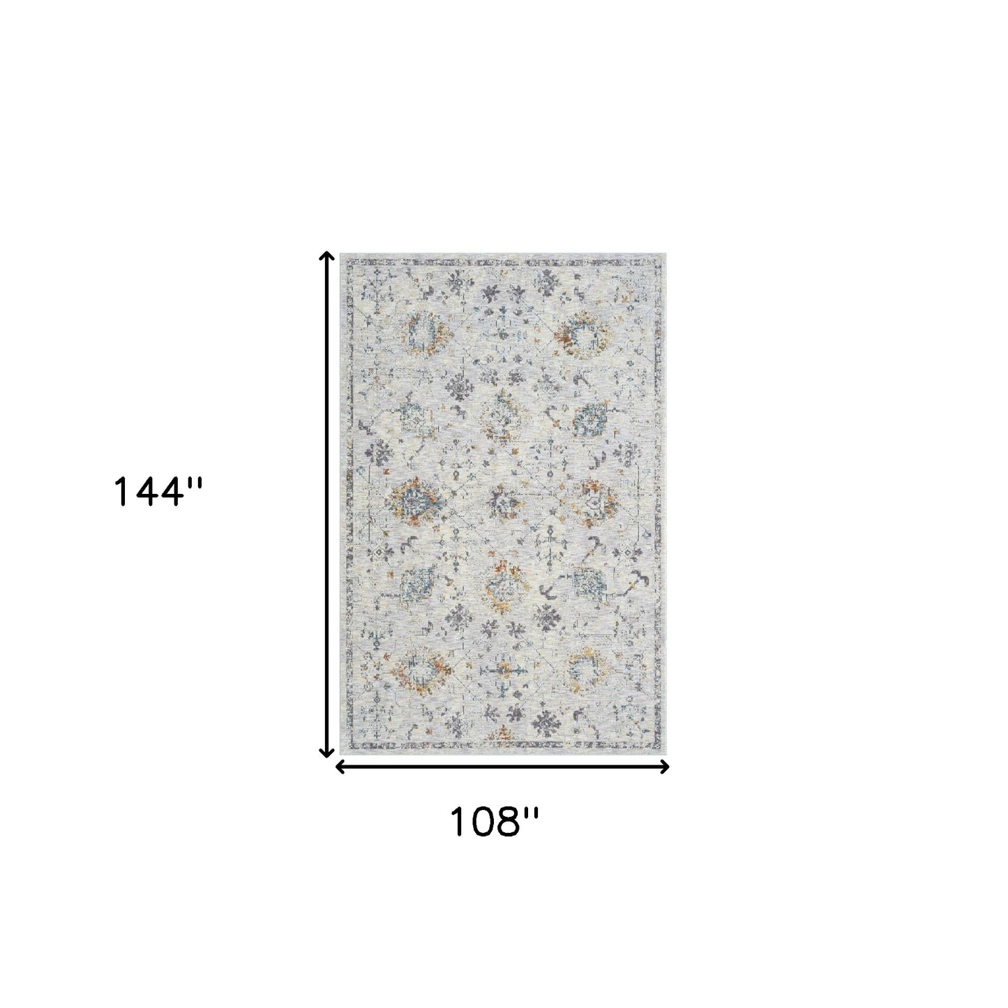 9' x 12' Ivory and Blue Floral Area Rug