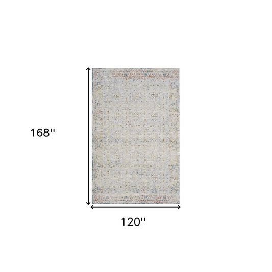 10' x 14' Ivory and Blue Floral Area Rug