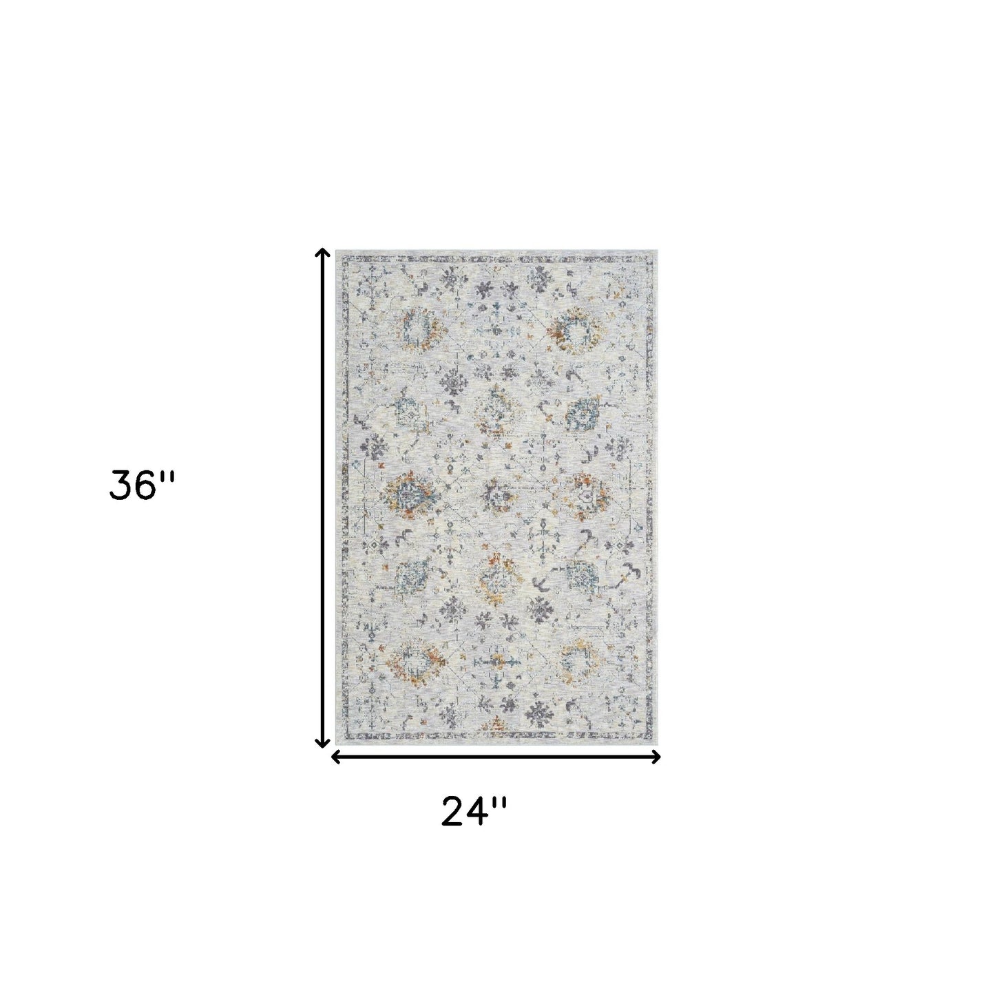 2' x 3' Ivory and Blue Floral Area Rug