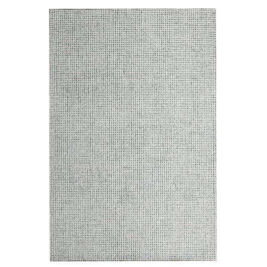 5' x 7' Green and Ivory Wool Checkered Hand Tufted Area Rug