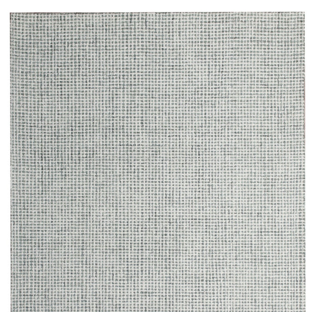5' x 7' Green and Ivory Wool Checkered Hand Tufted Area Rug