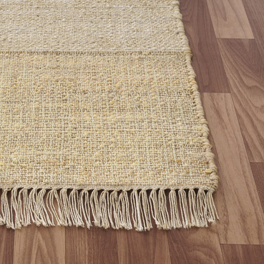 8' Runner Natural and Ivory Abstract Hand Woven Area Rug