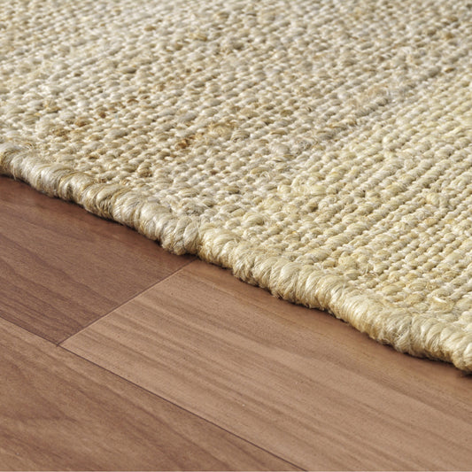 8' Runner Natural and Ivory Abstract Hand Woven Area Rug