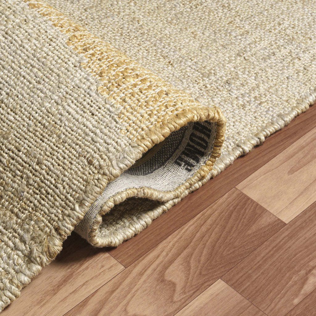 8' Runner Natural and Ivory Abstract Hand Woven Area Rug