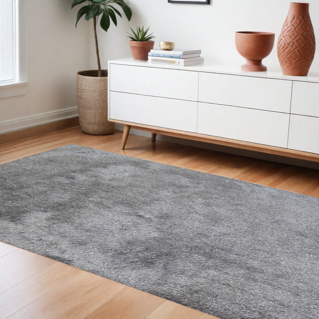 8' x 11' Gray Shag Hand Tufted Area Rug