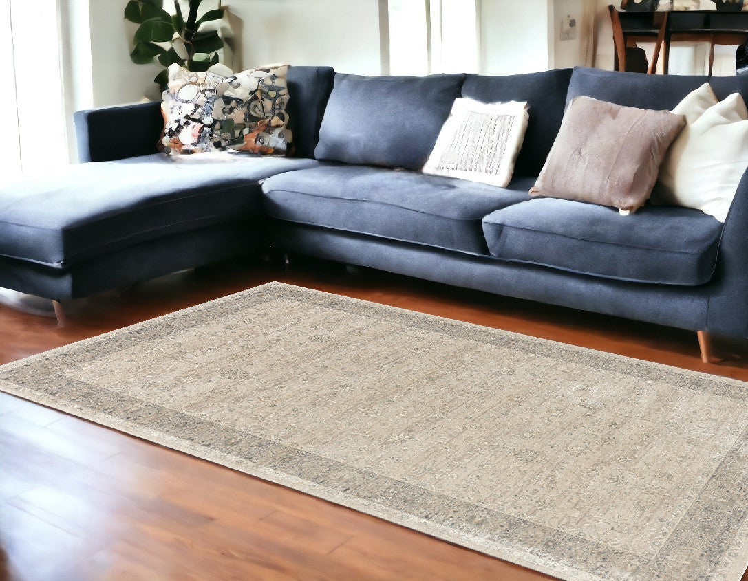 10' x 14' Beige and Ivory Floral Area Rug