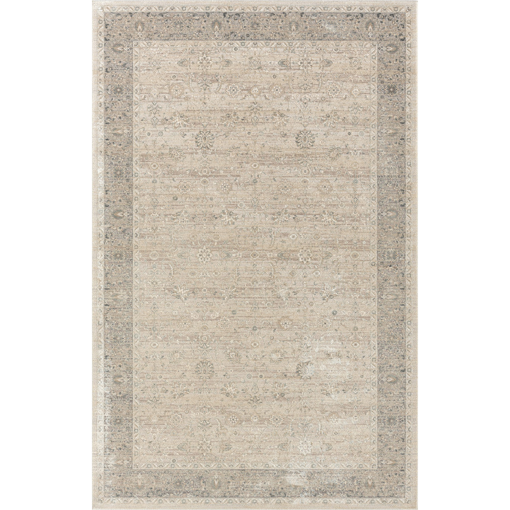 10' x 14' Beige and Ivory Floral Area Rug