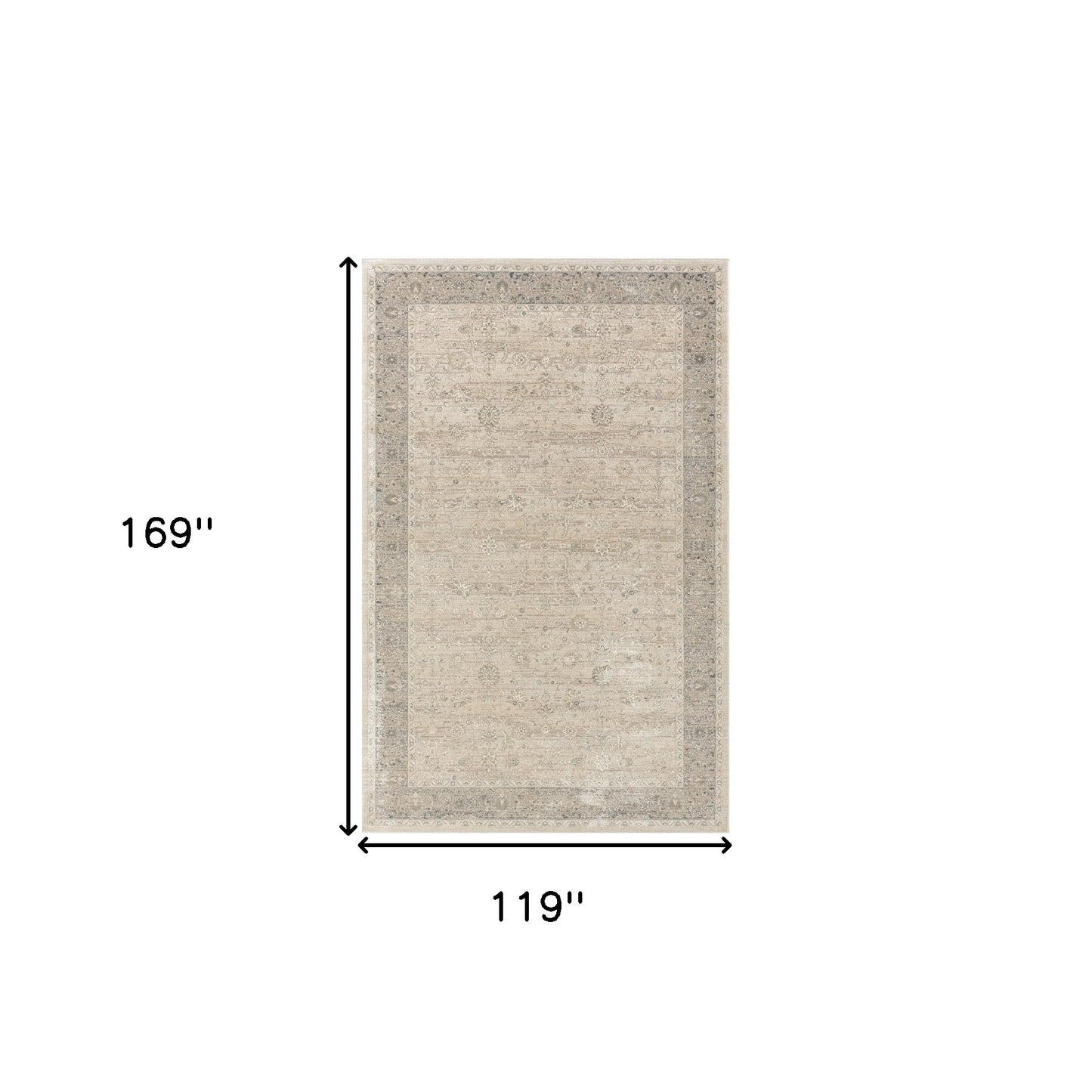 10' x 14' Beige and Ivory Floral Area Rug