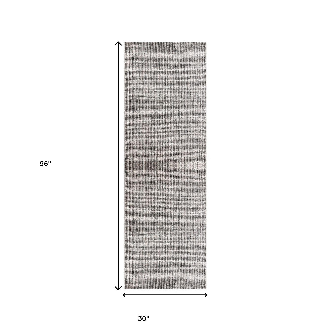 8' Runner Gray and Ivory Wool Checkered Hand Tufted Runner Rug