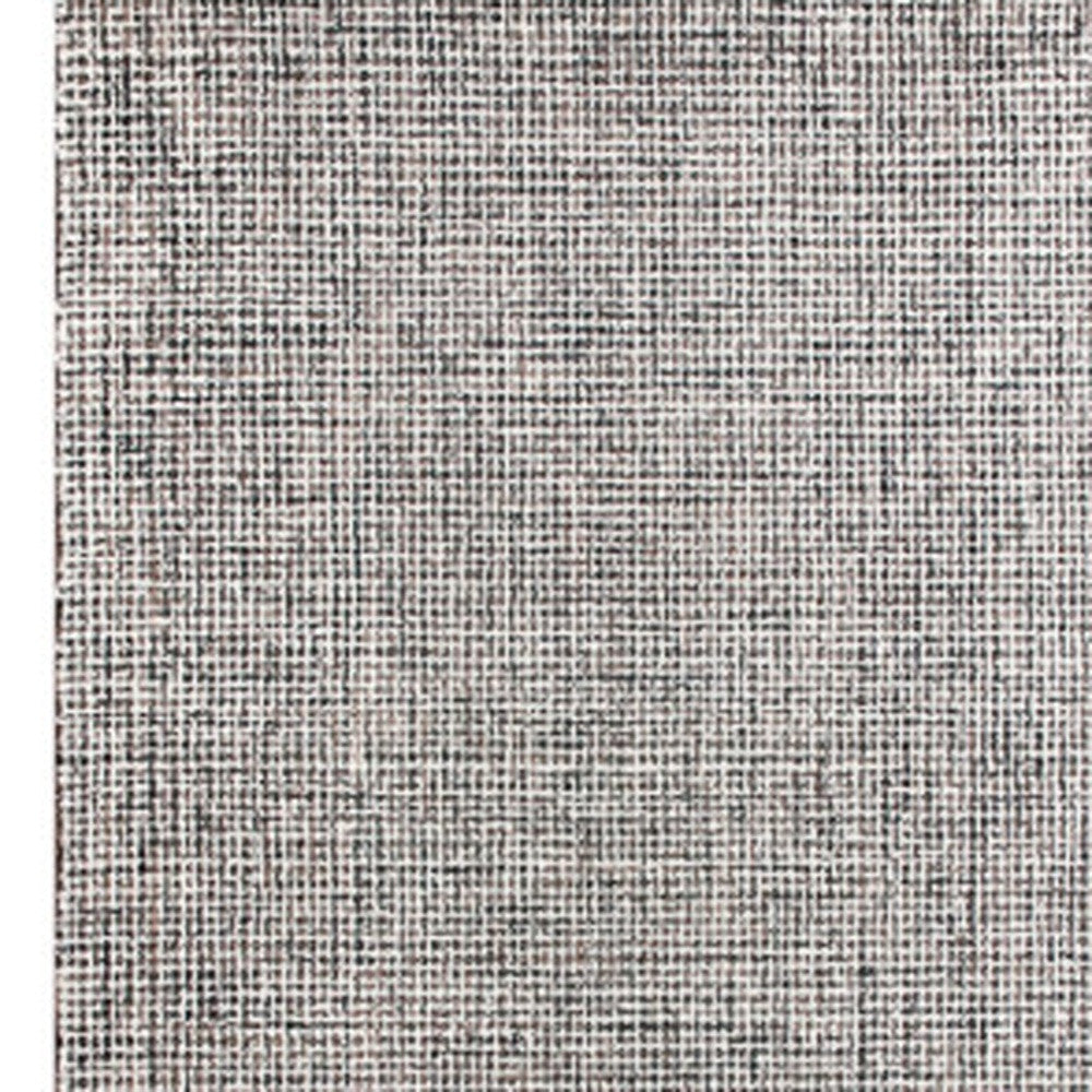 8' Runner Gray and Ivory Wool Checkered Hand Tufted Runner Rug