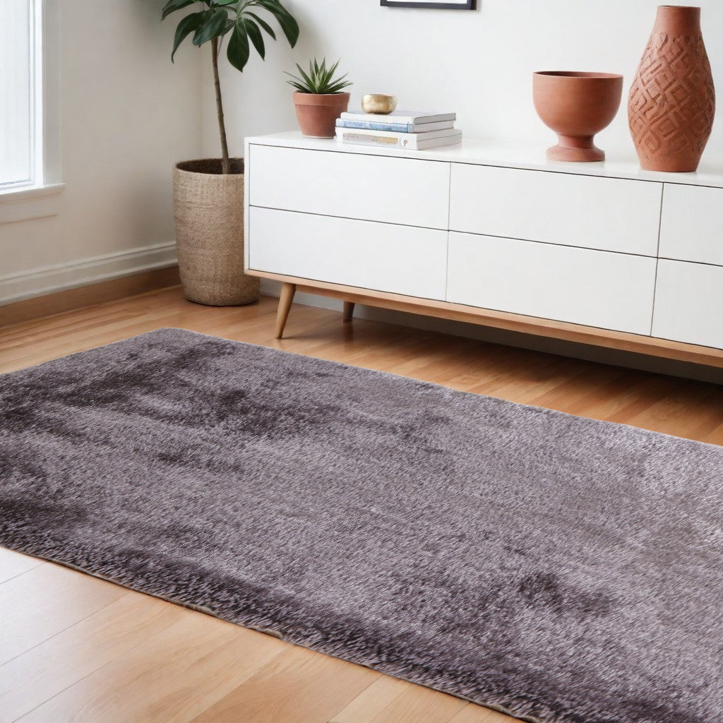 8' x 11' Gray Shag Hand Tufted Area Rug