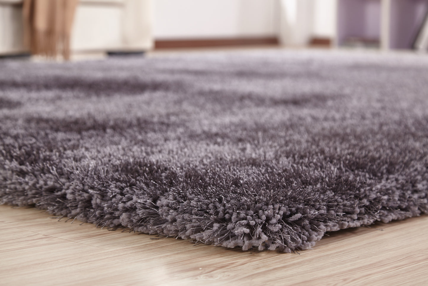 8' x 11' Gray Shag Hand Tufted Area Rug