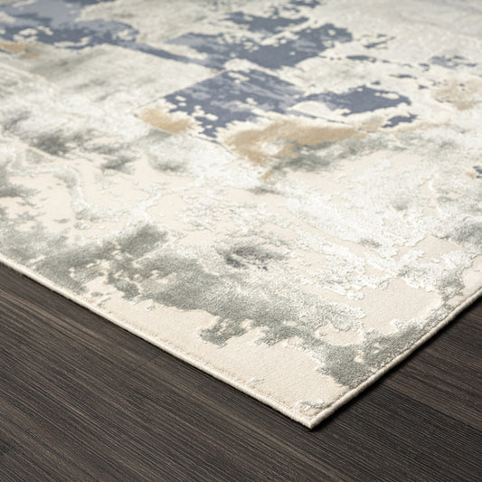 8' x 10' Blue and Beige Abstract Area Rug