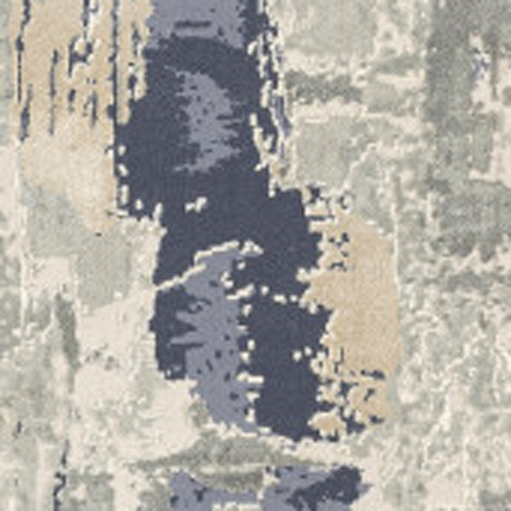 8' x 10' Blue and Beige Abstract Area Rug