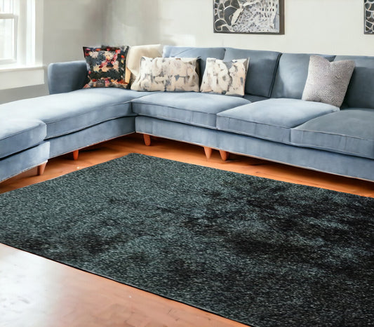 8' x 11' Black Shag Hand Tufted Area Rug