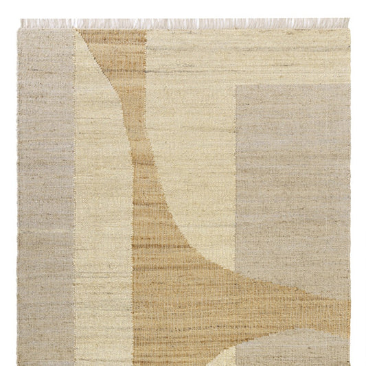 9' x 12' Natural and Ivory Abstract Hand Woven Area Rug